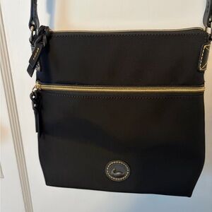 NWOT - Dooney & Bourke Black Crossbody Bag with Gold Accents.